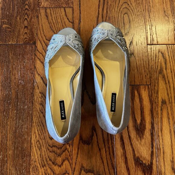 ALEX MARIE Symone Women's Shoes 8.5 Silver Gray Ceylon Embellished Pumps Fromal - Picture 12 of 16